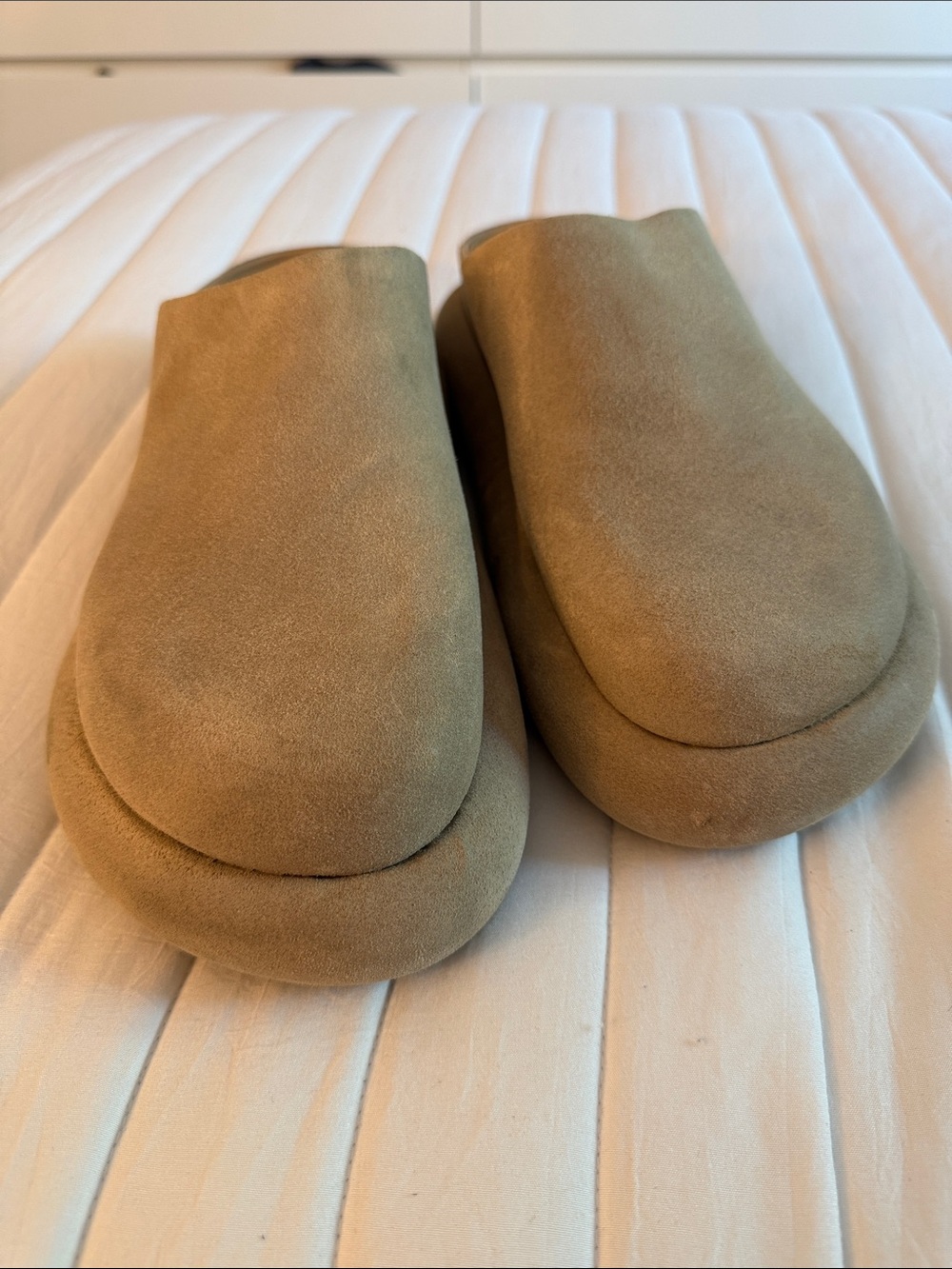 JW ANDERSON Camel Suede Platform Mule Slides